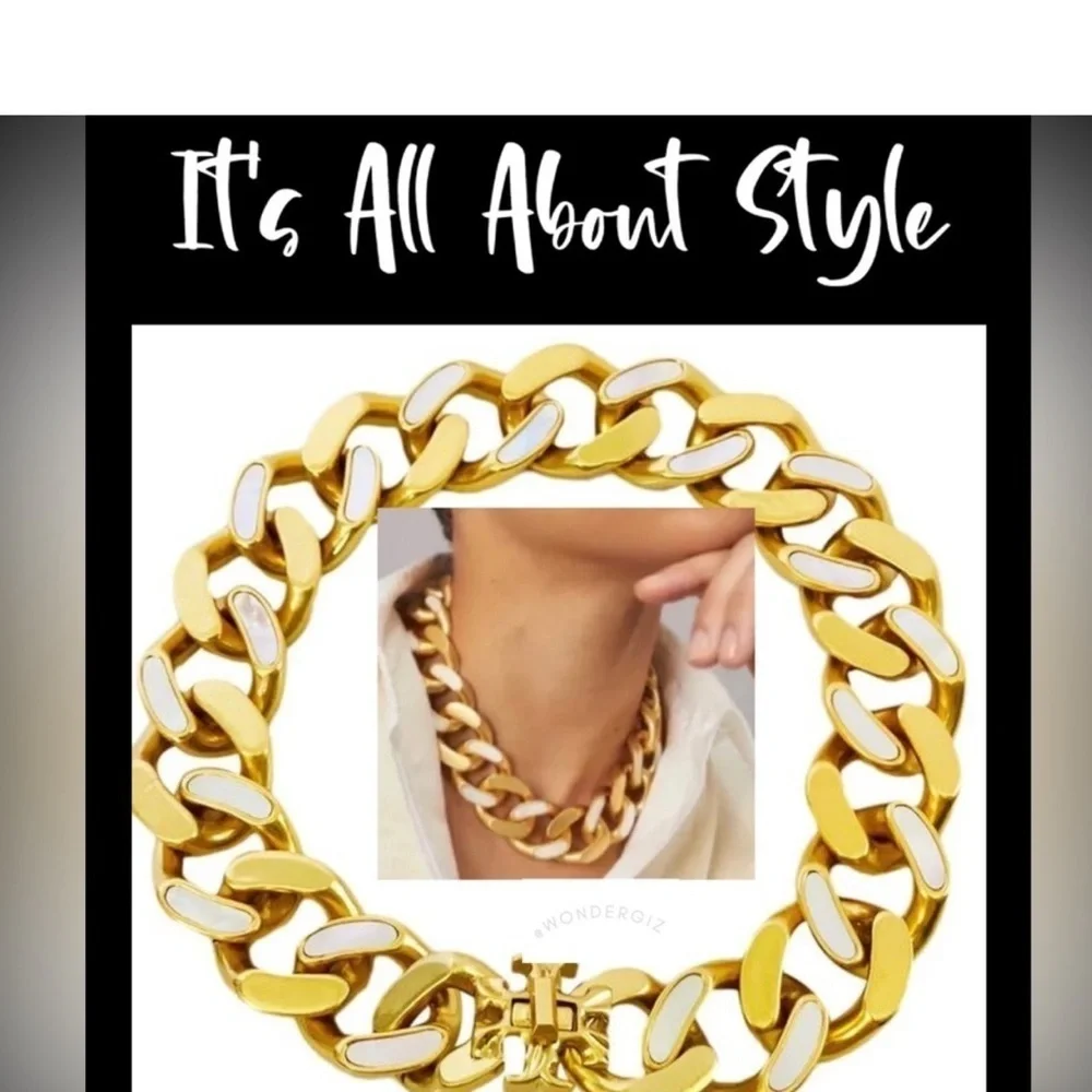 Authentic Tory Burch Gold and Cream Statement Necklace